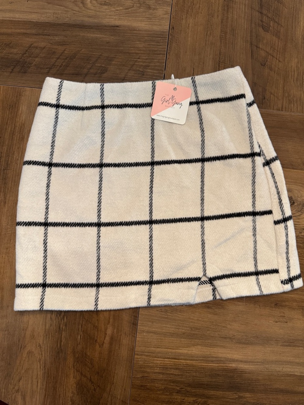 White Grid-Check Mini Skirt by Girl Vibes
